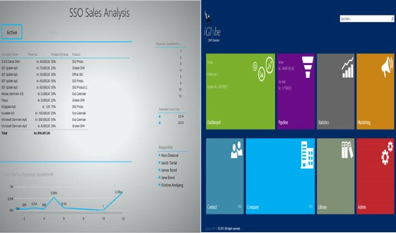 App screenshot: iGlobe CRM