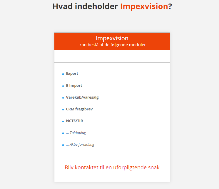 App screenshot: Impexvision