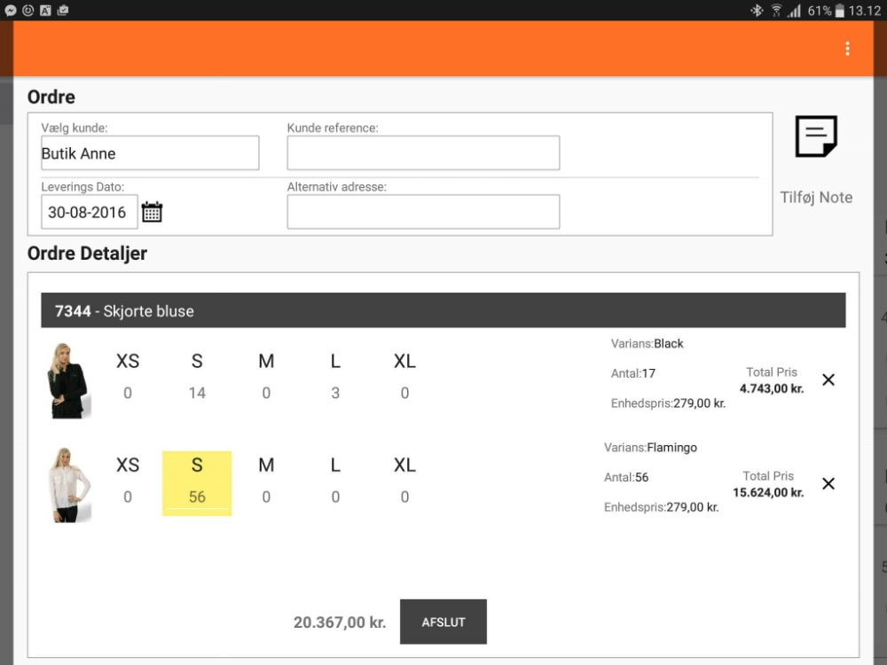 App screenshot: itn|sales2go