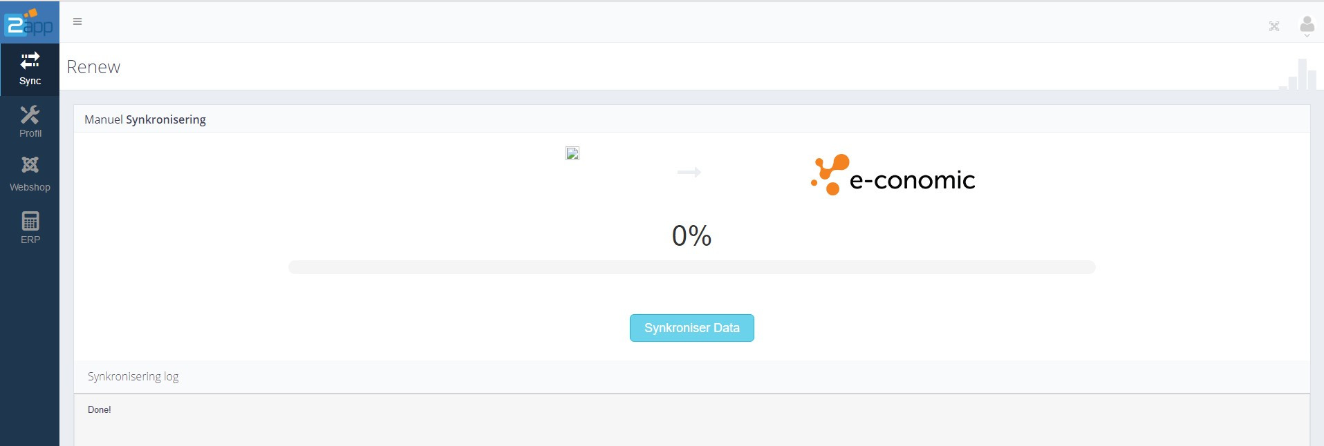App screenshot: Magento-integration