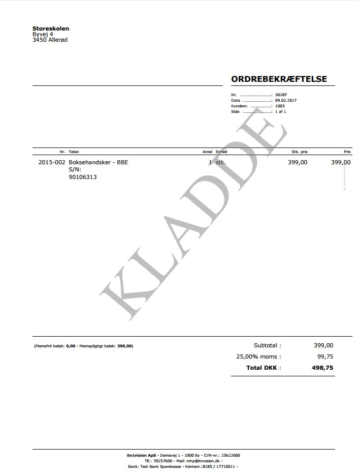 App screenshot: Serienummerstyring