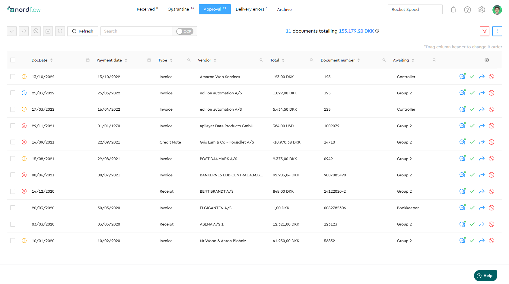 App screenshot: Nordflow
