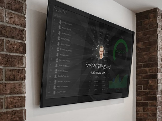Skærm der viser salgstal i real-tid for at motiverer salgs-team