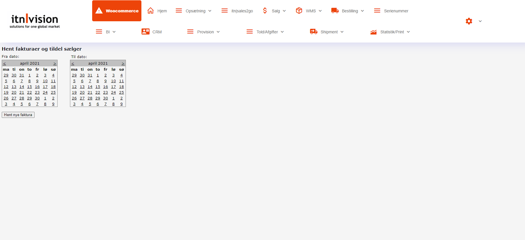 App screenshot: Provisionsberegning