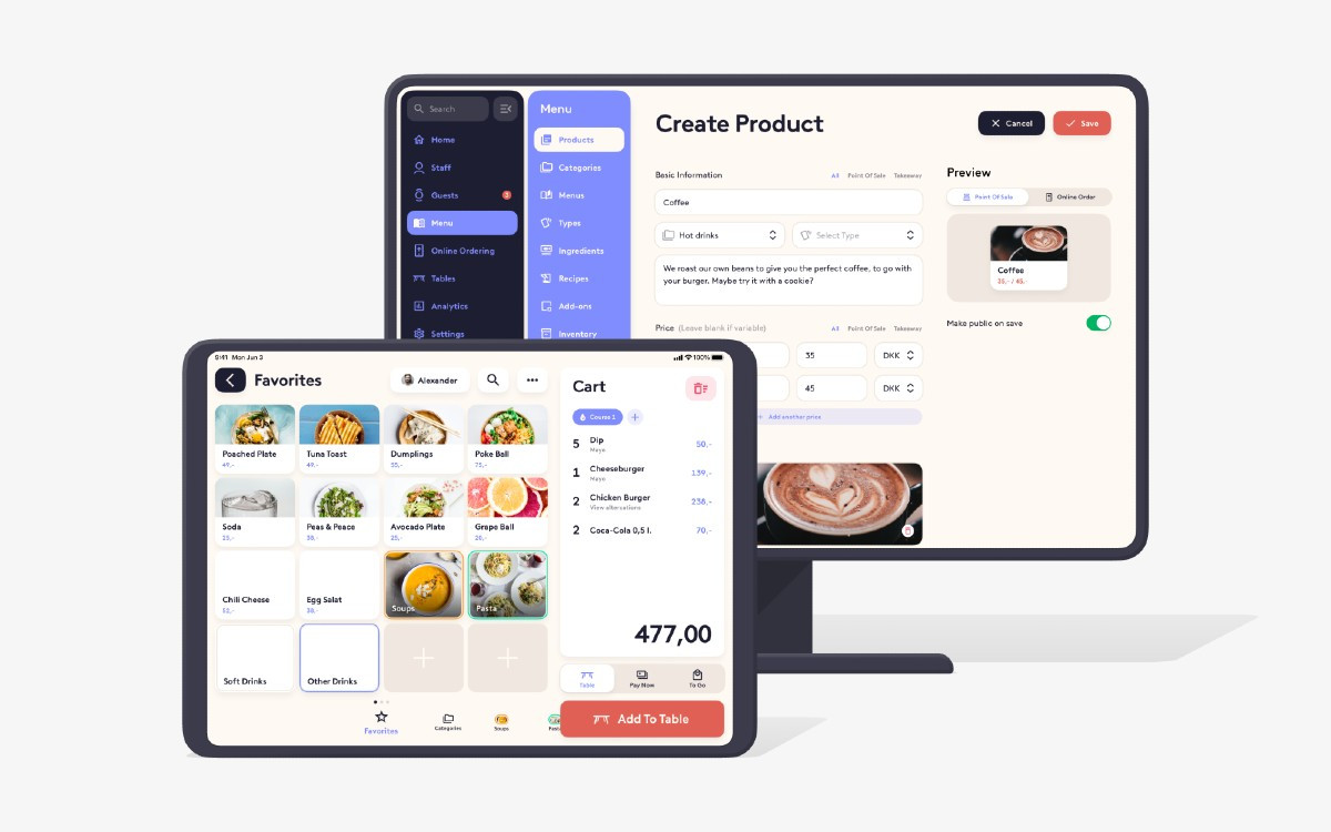 App screenshot: Quickorder Kassesystem