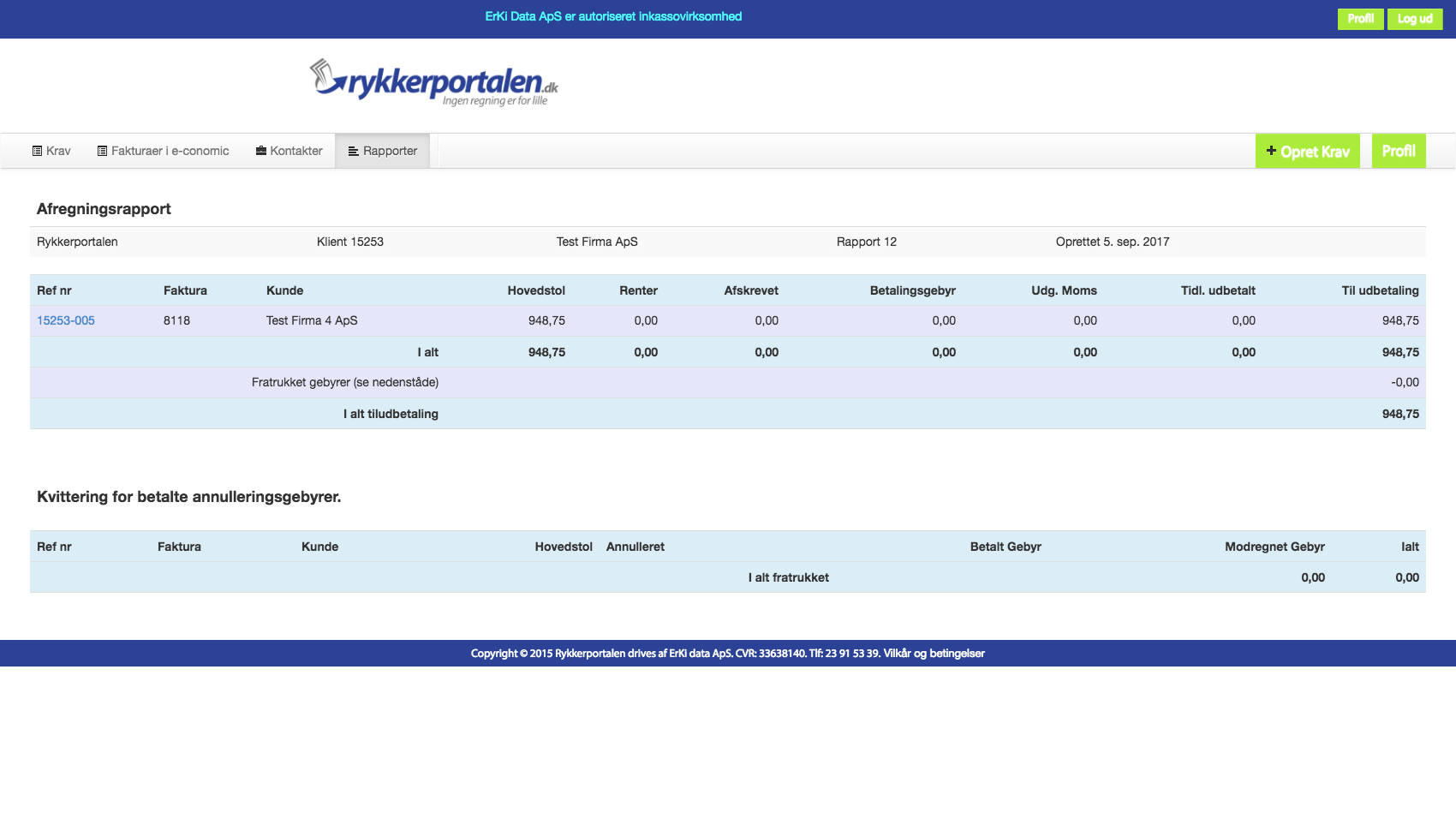 App screenshot: Rykkerportalen
