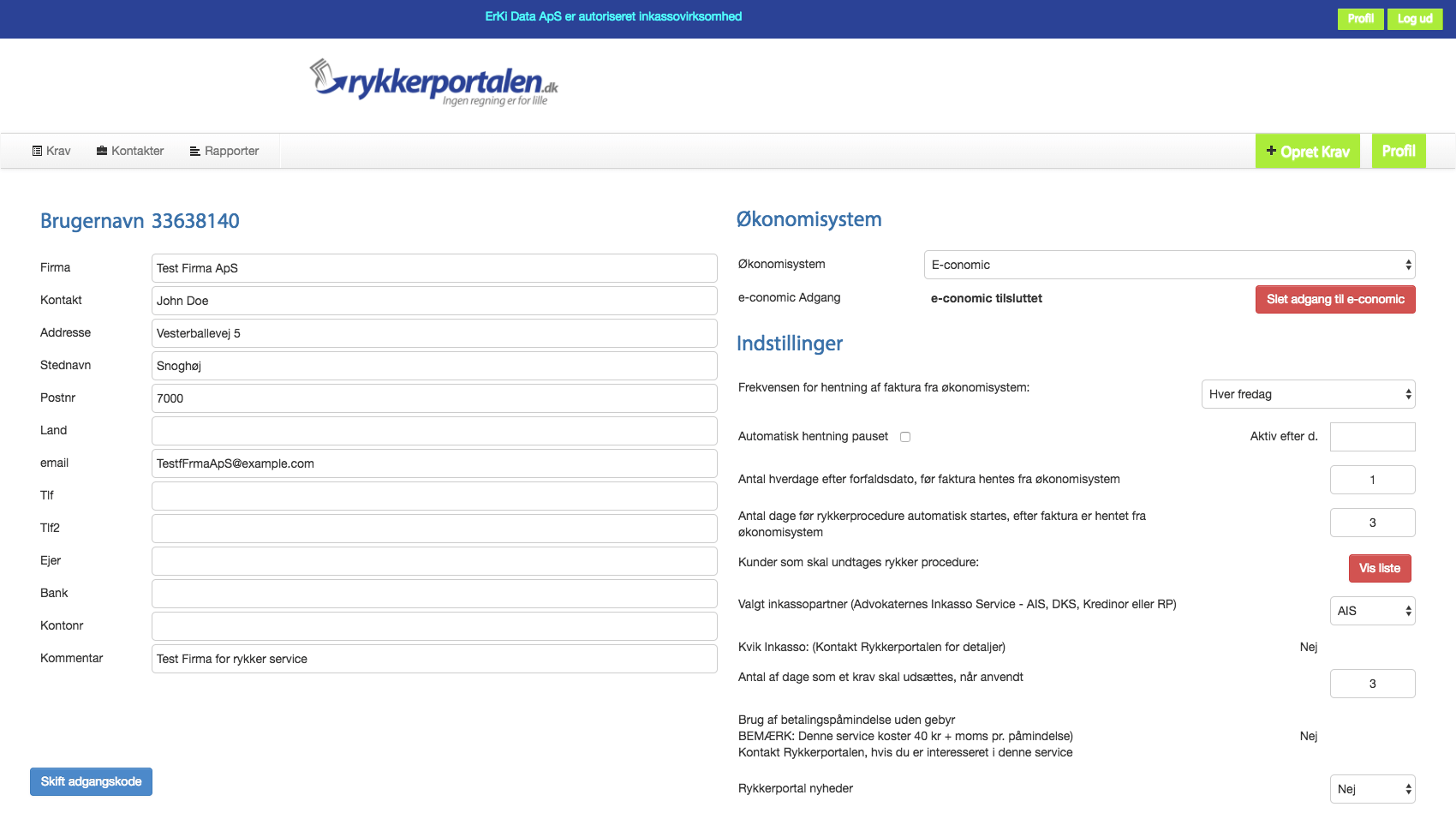 App screenshot: Rykkerportalen