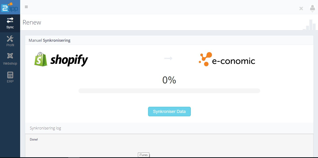 App screenshot: Shopify-integration