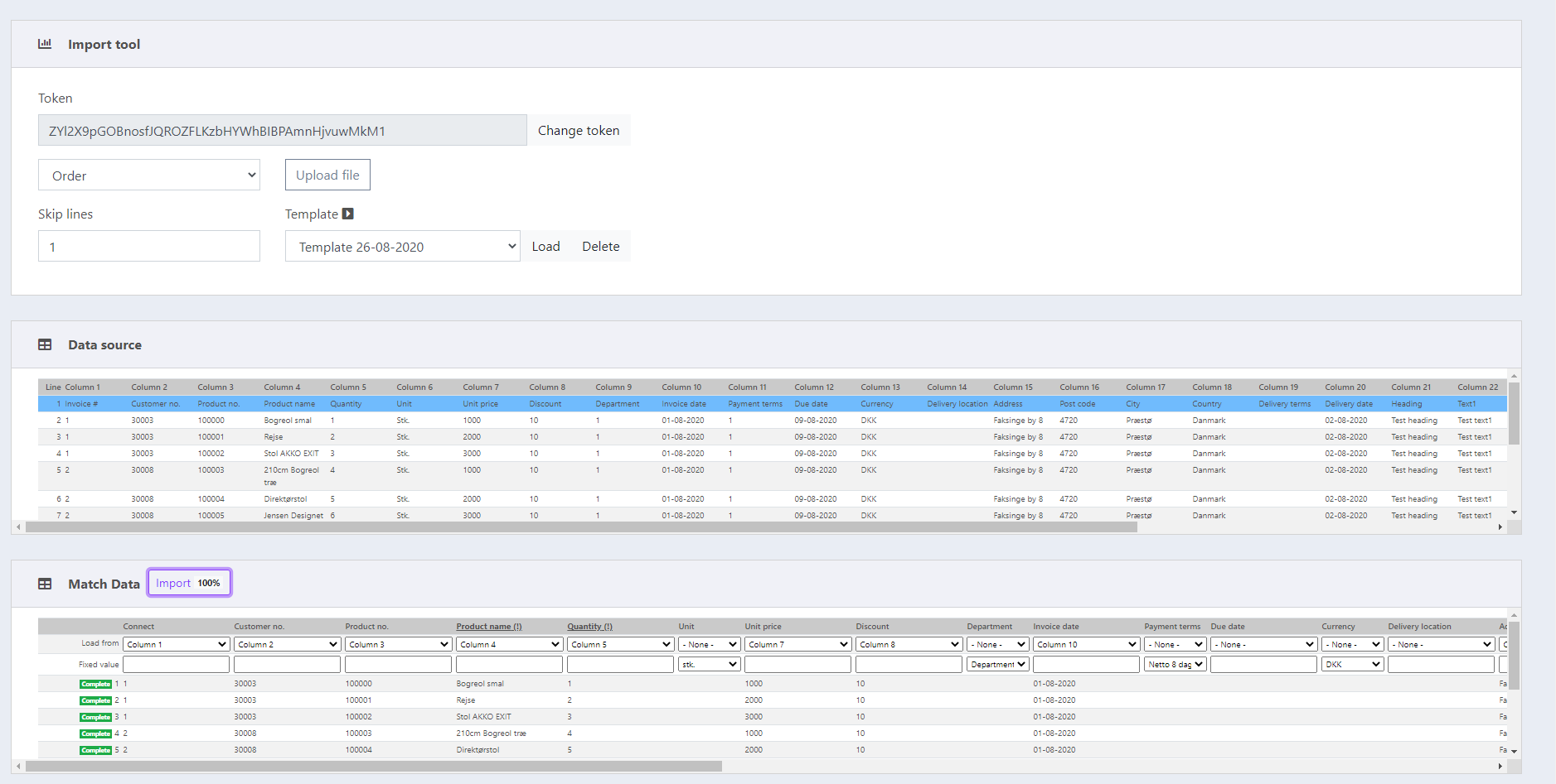 App screenshot: Smart csv import