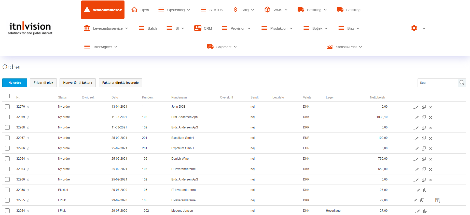 App screenshot: itn|wms trading