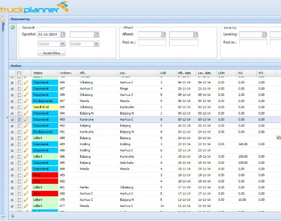 Skærmbillede fra Truckplanner flådestyringsværktøj fra Multi IT.